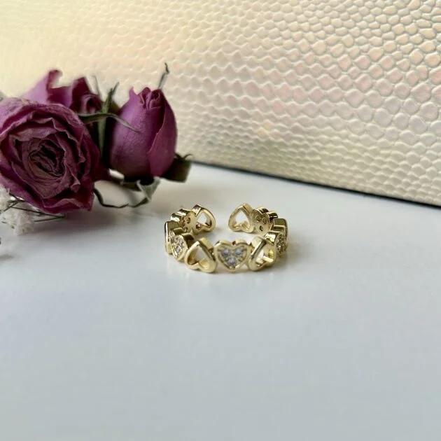 Anillo Corazones Ambar